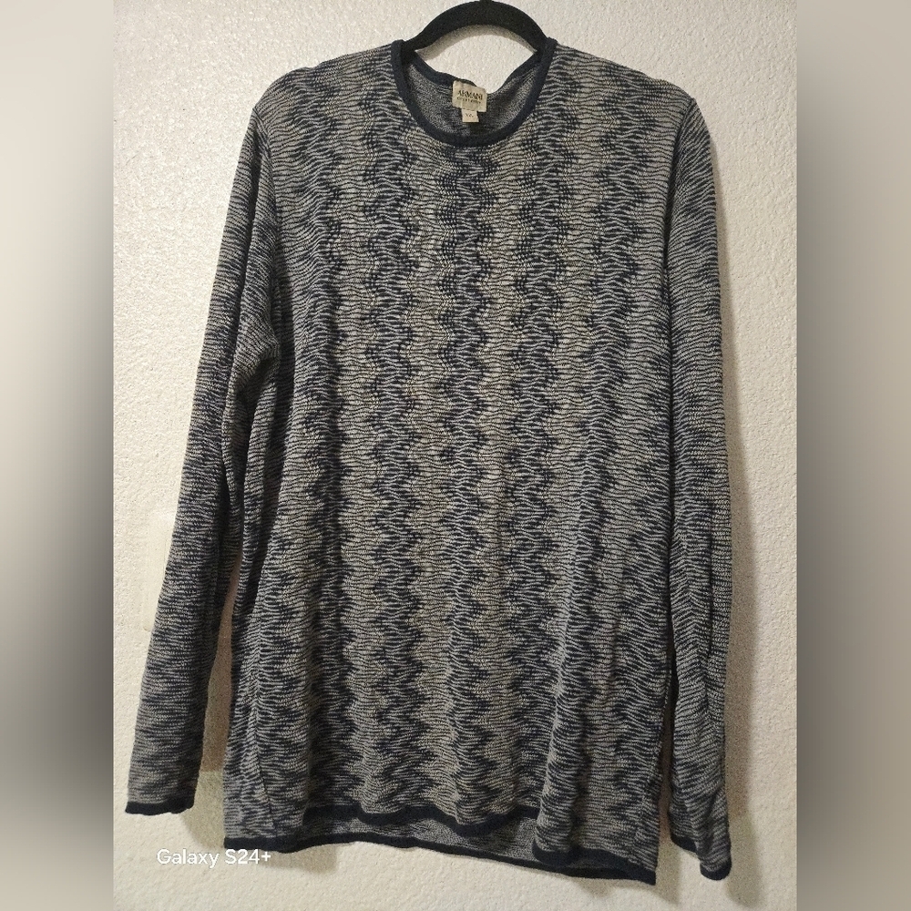 Armani Collezioni Blue and Gray Striped Sweater